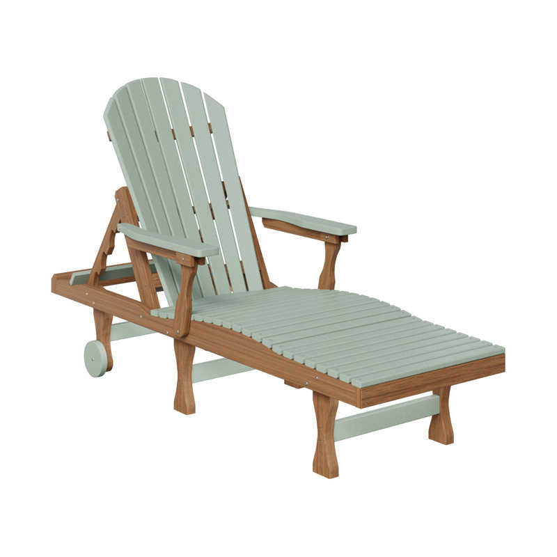 Berlin Gardens Comfo Back Chaise Lounge, Seafoam Top/Antique Mahogany Base