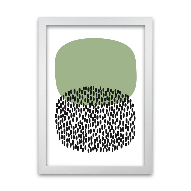 Green And Black Abstract Original - Print, White Frame, 84cm H x 59cm W x 3cm D