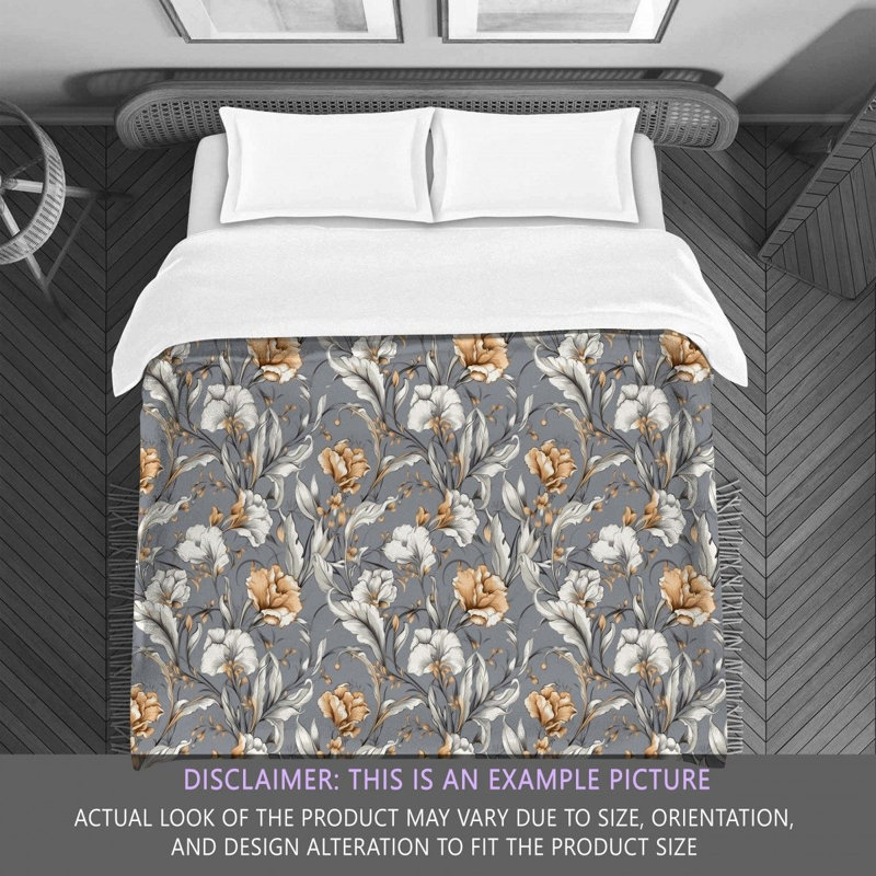 Machine Printed Comforter, Twin Extra Long Comforter, Brown/Gray