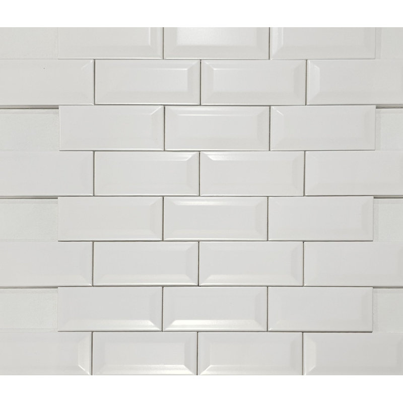 Carreau de métro biseauté blanc mat 3 po x 6 po