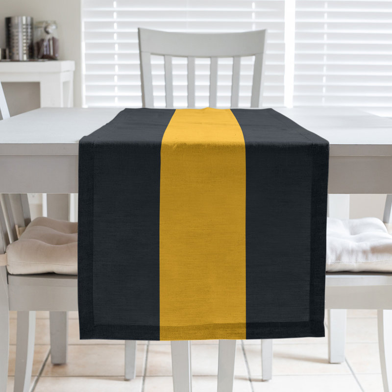 Pittsburgh Football Stripes Table Runner, 90" L x 16" W, Black/Gold, Cotton Blend