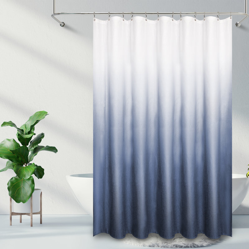 Jaedan Ombre Shower Curtain with Hooks Included, Blue, 72" W x 72" L