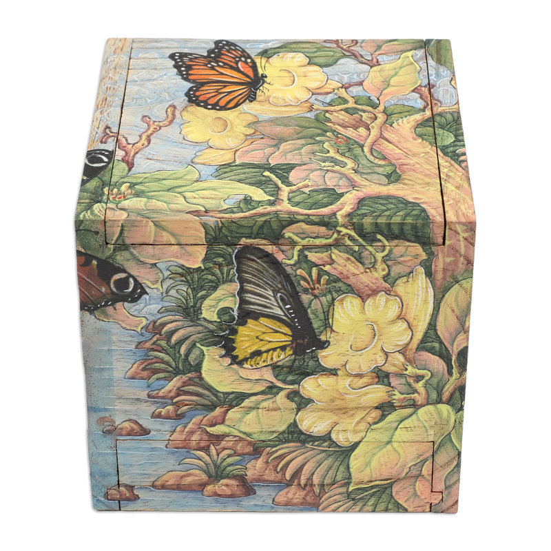 Boîte à bijoux en bois de forêt tropicale faite à la main Red Barrel Studio®