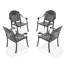 Chaise de patio de 4 coussins rouges en aluminium moulé, motifs magnifiquement pétales, finition haute température, sièges confortables avec design ergonomique, option de rangement empilable, toutes saisons
