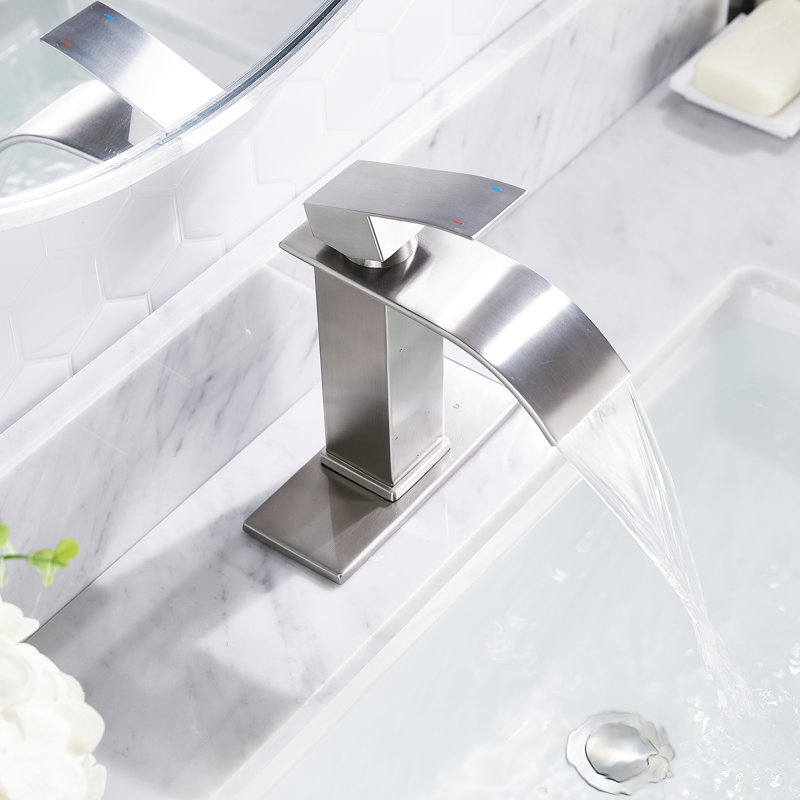 Single-Hole Single-handle Bathroom Faucet with Drain Assembly, Brushed Nickel
