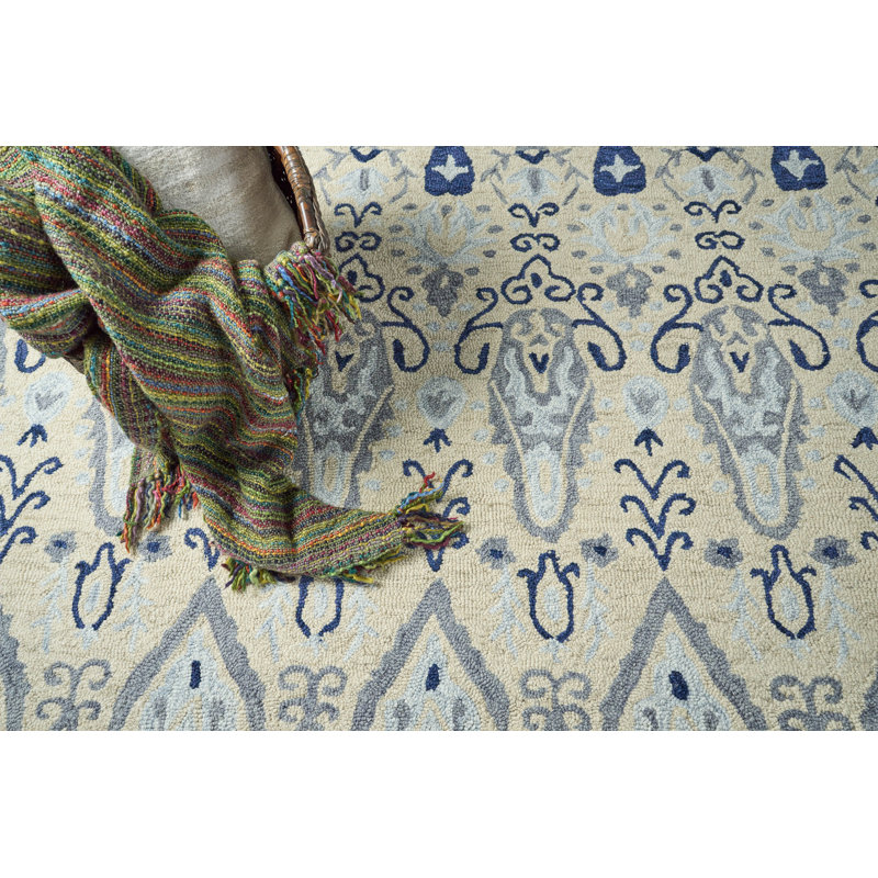 Sarasota Wool Ikat Area Rug, Rectangle 8' x 10', Ivory