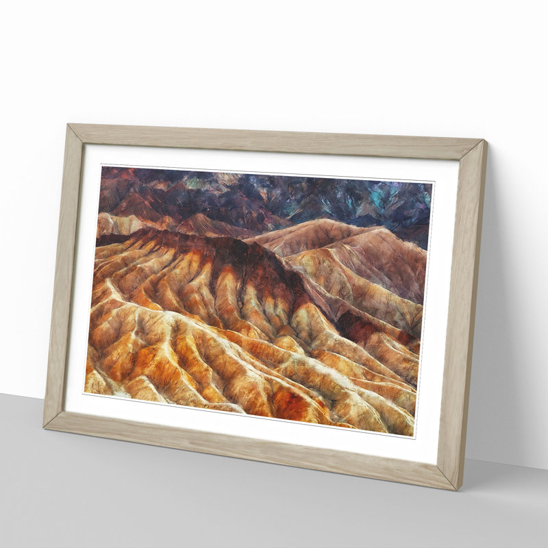Mountain Erosion in Death Valley Vol.1 - Picture Frame Painting, 36cm H x 48cm W x 2cm D, Oak Framed