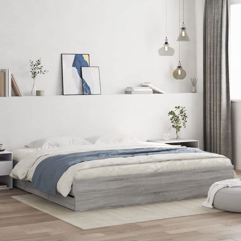 Normia Bed, Super King ( 180 x 200 cm), Grey Sonoma