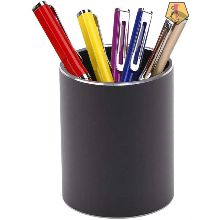 Porte-stylo en métal rond en aluminium, porte-stylo de bureau, boîte de  rangement pour