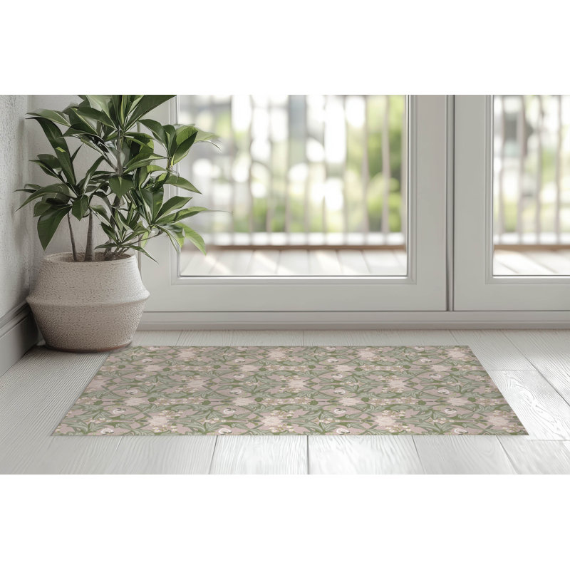 Ogee Leaf Indoor Doormat, Dusty Pink, 48" W x 72" L