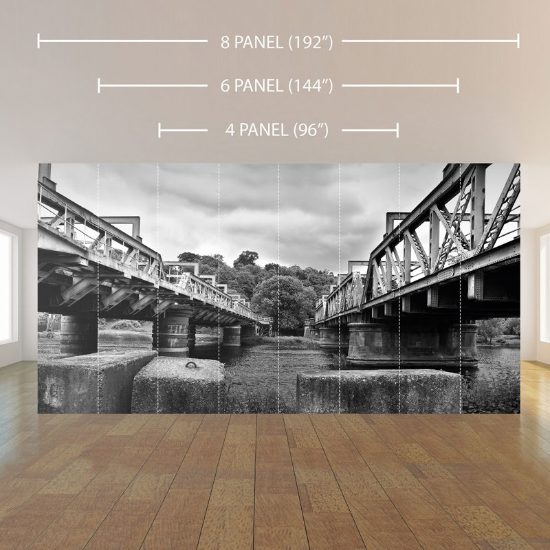 Panneau de papier peint adhésif Gyrith Bridge Landscape, L 100,08 po x l 96 po