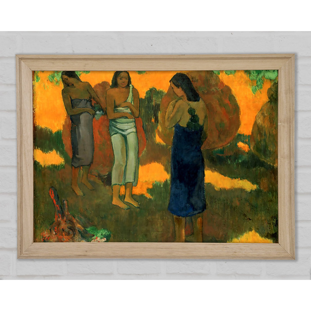 Gauguin Drei Tahitianerinnen vor gelbem Hintergrund - Einzelne Bilderrahmen Kunstdrucke