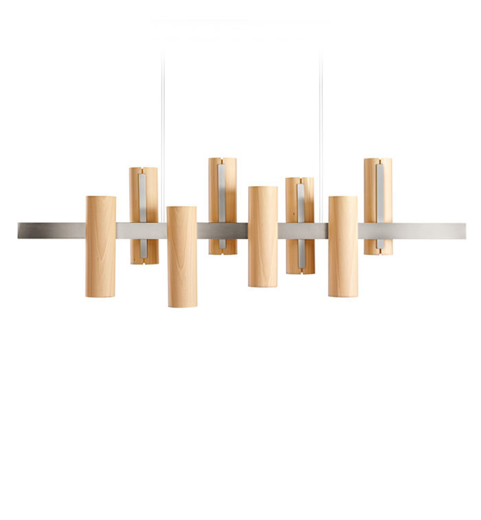 Black Note 8 - Light LED Pendant, Natural Beech, Matte Black, 2700K Bulb Temperature