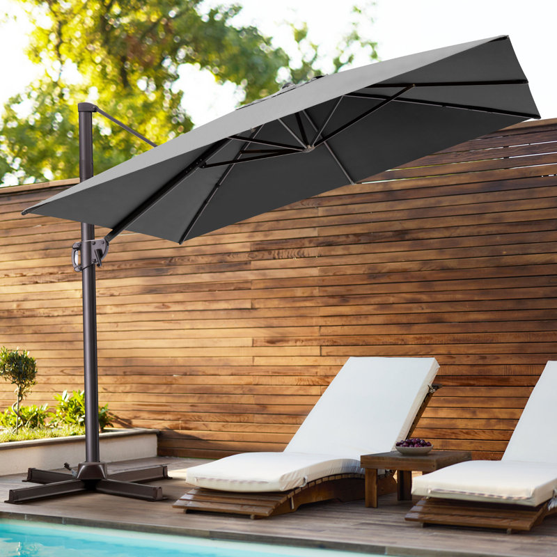 Kasem 128' X 104' Cantilever Umbrella, Weighted Base Does Not Include, Gris foncé, 104" H x 128" W