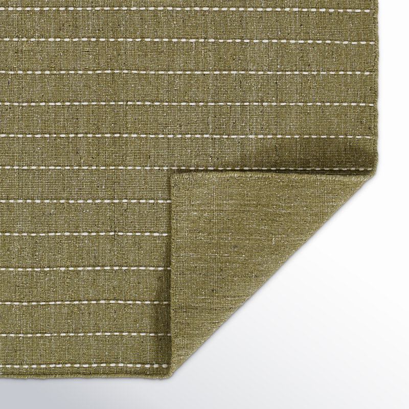 Amita Handmade Hand Loomed Green/Beige Rug, Runner 2'3" x 8'