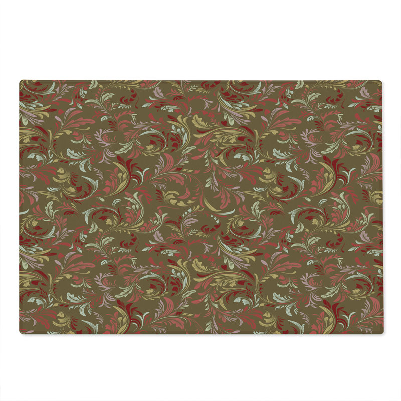 Ambesonne Nostalgic Cutting Board Large Size Victorian Classic Leaves Multicolor