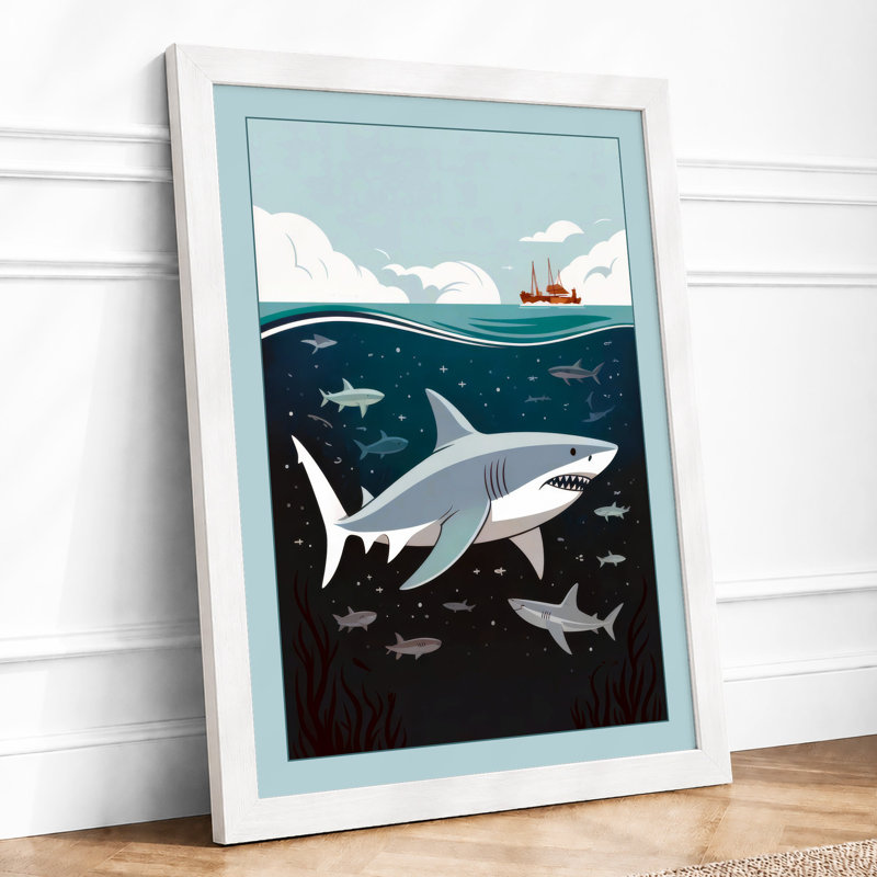 Surface and Depths Coastal - Framed Print, A3 - 42.0 x 29.7 cm, White