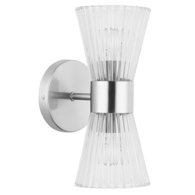 Merdi 2 Light Vanity - Clear Ribbed Glass