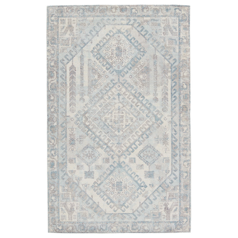 Tapis bleu clair tissé à la main Magers Southwestern, Rectangle 6 pi x 9 pi