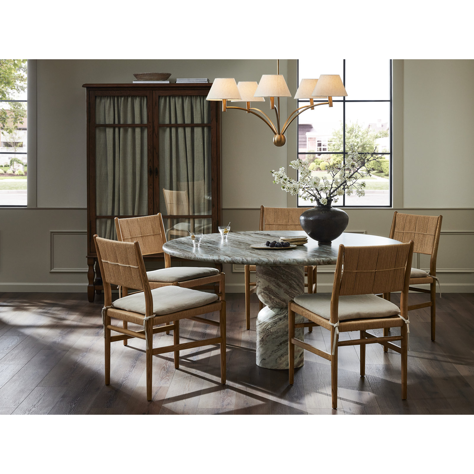 Figueroa Round Marble Dining Table, 30" H x 60" W x 60" D, Sawar Marble
