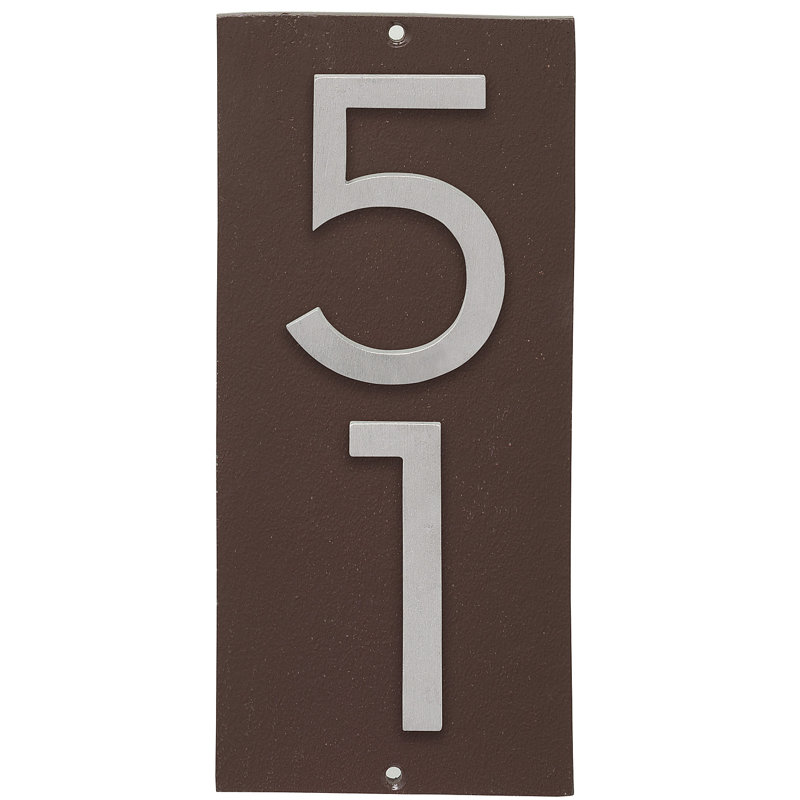 Floating 1-Line Wall Address Plaque, Roman Bronze, Brushed Aluminum, Yes