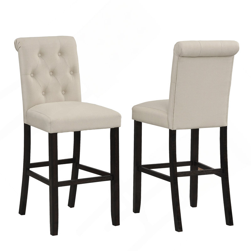 Tabouret de bar en bois massif Leviton, ensemble de 2, Tanné