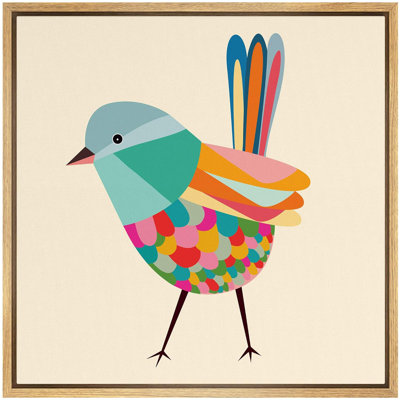 Rouge, jaune, orange, bleu, vert, oiseaux chanteurs, animaux, reproduction d'art moderne sur toile