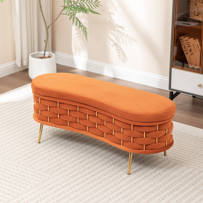 Banc de rangement rembourré Cristen, Orange