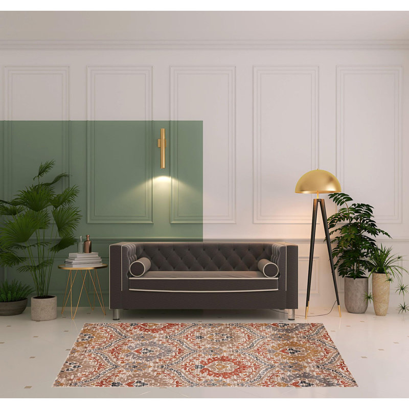 Damask Indoor Rug, Rectangle 5' x 8'