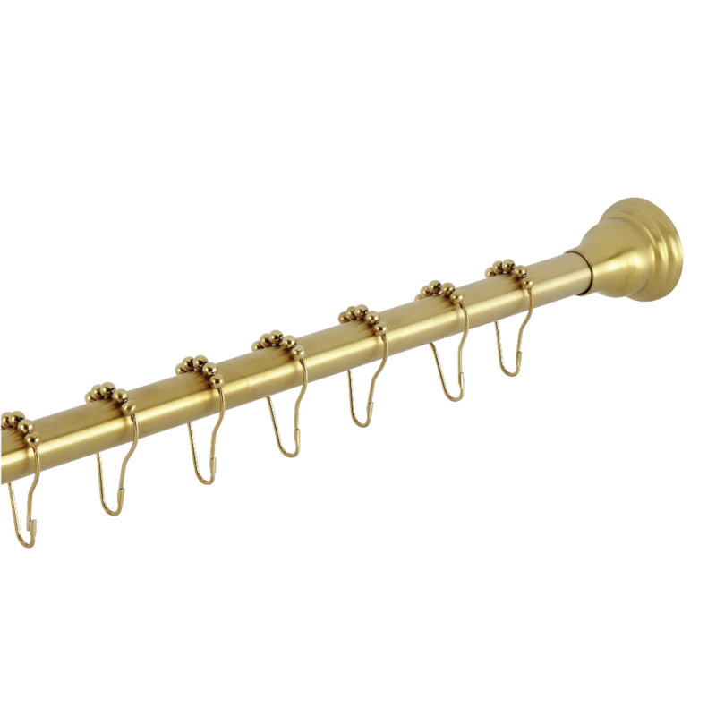 Kingston Brass Edenscape 60-Inch to 72-Inch Adjustable Shower Curtain Rod with Rings Combo, Brushed Brass
