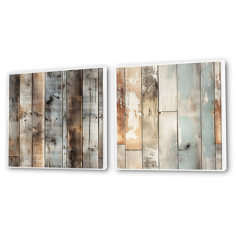 Odie - Ensemble de 2 collages carrés abstraits, H 30 po x l 61 po, Cadre flottant blanc