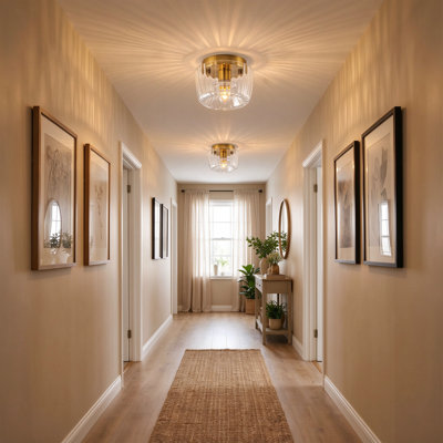 6.3" 1-Light Modern Drum Clear Glass Shade Flush Mount