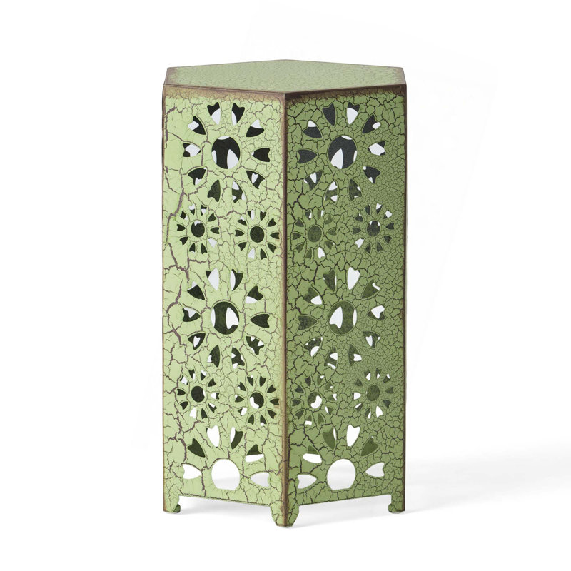 Galore Side Table With Sunburst Cut Out Design, 22" H x 14.25" W x 12.5" D, Green
