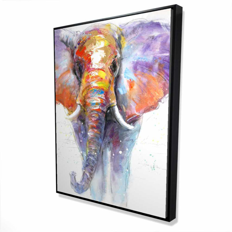 Coloré éléphant qui marche - Toile encadrée Home Decor