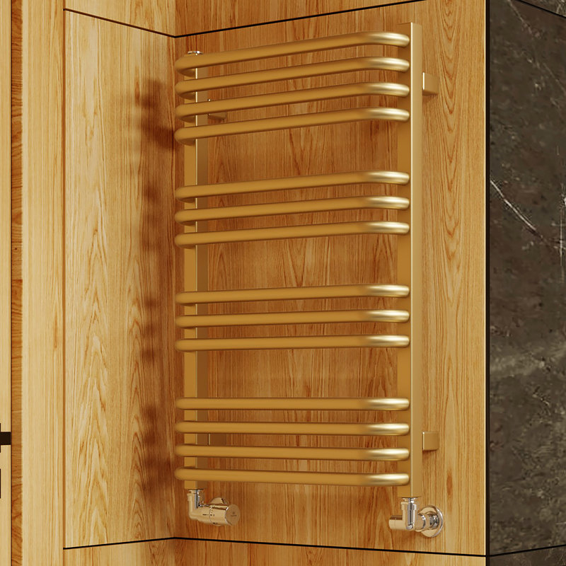 Alex Brass Heated Towel Rail, 76cm H  x 50cm W x 12cm D
