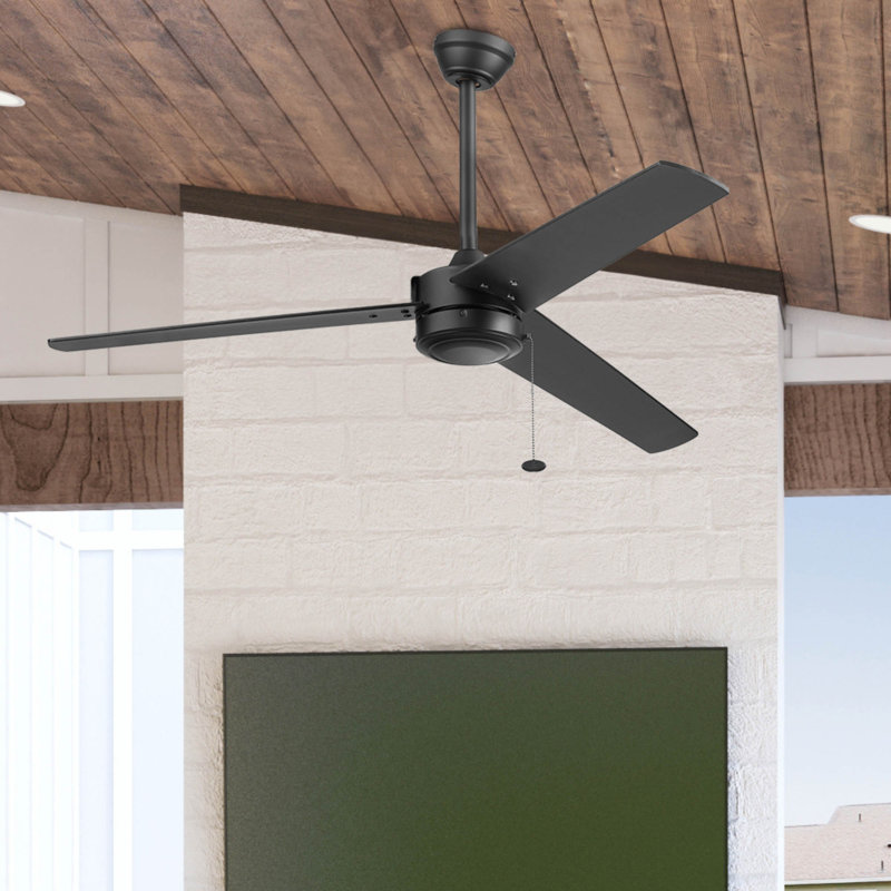 Ventilateur de plafond d'intérieur et d'extérieur 52 po Tenant, Noir mat