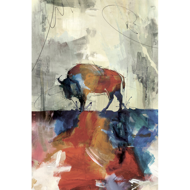 Vivid Buffalo Painting by Peyton Gray, Outdoor, 45" H x 30" W