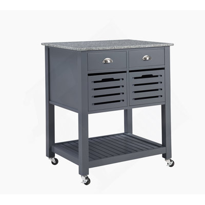 Mobile Rolling Kitchen Island Trolley Serving Cart with Underneath Drawer & Slide-Out Wire Storage Basket