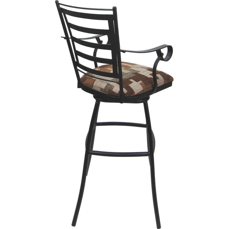 Tabouret de bar intérieur extérieur 30 po avec accoudoirs, Brun, Gris