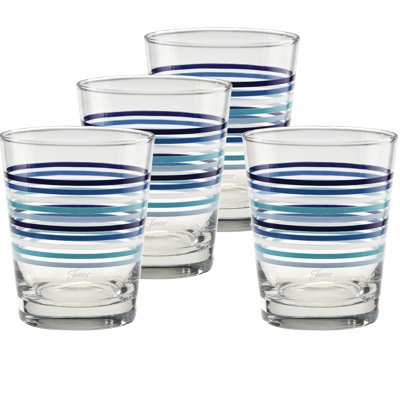 Ensemble de 4 verres à whisky Fiesta Coastal Blues Thin Stripe