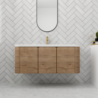 Meuble-lavabo avec lavabo en résine de 48 po et 3 portes à fermeture douce