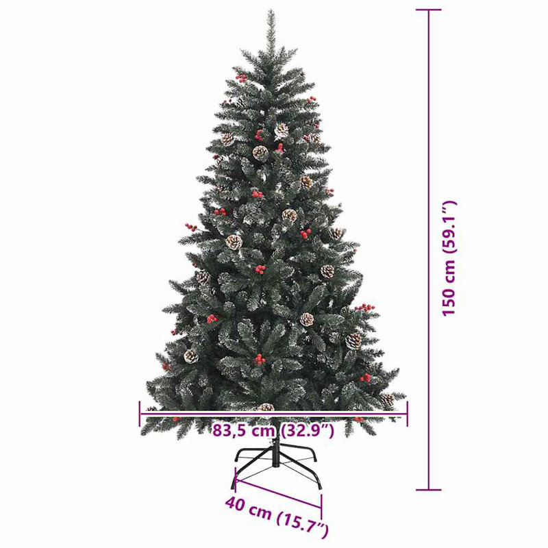 Artificial Christmas Tree with Stand Green, 4.92' H, Gold