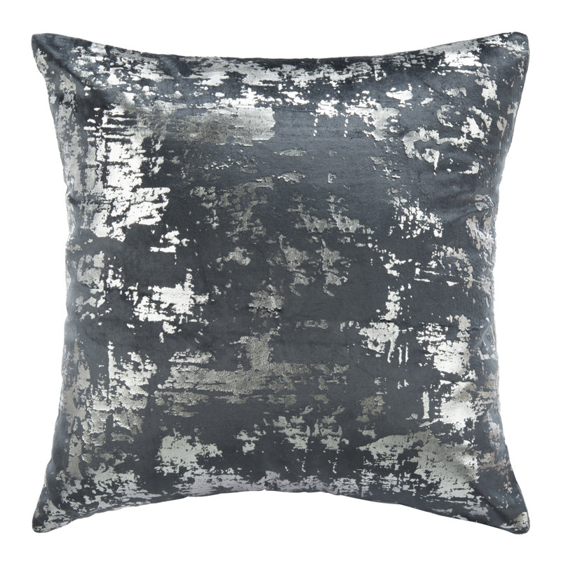 Abstract Cotton Blend Reversible Throw Pillow, 20" x 20", Blue/Silver