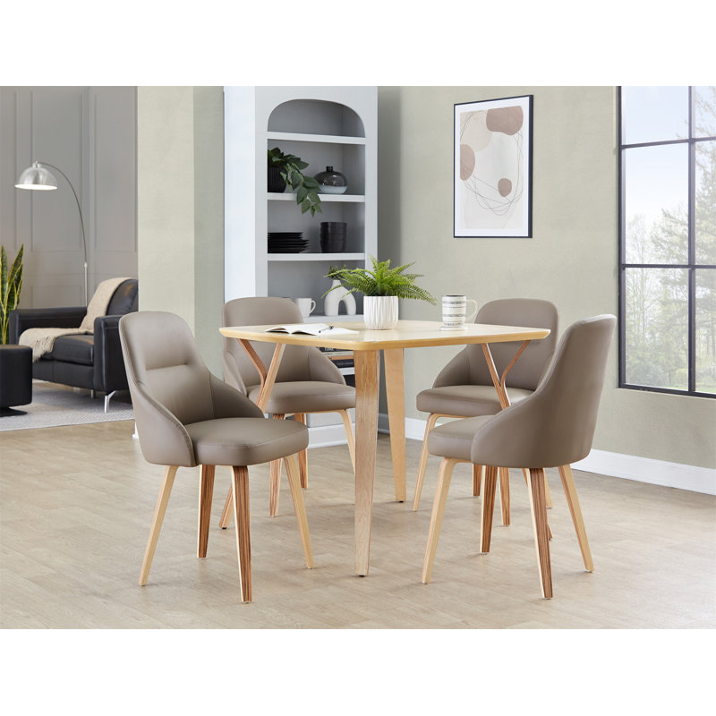 Chair In Chrome Metal And  Faux Leather - Set Of 2, Brown, Zebra Wood