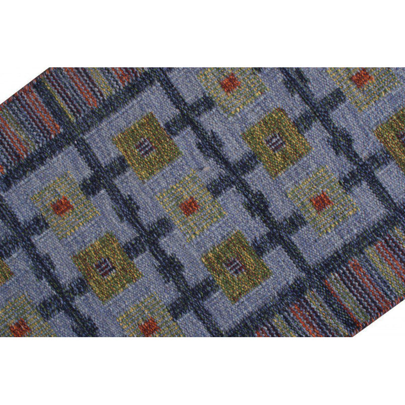 Scandinavian Hand Knotted Wool Geometric Area Rug, Rectangle 12' x 15'