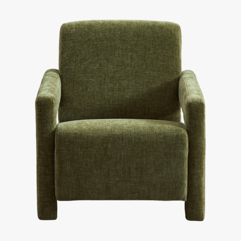 Fauteuil d'appoint rembourré en chenille Castillon Modern, Chenille verte