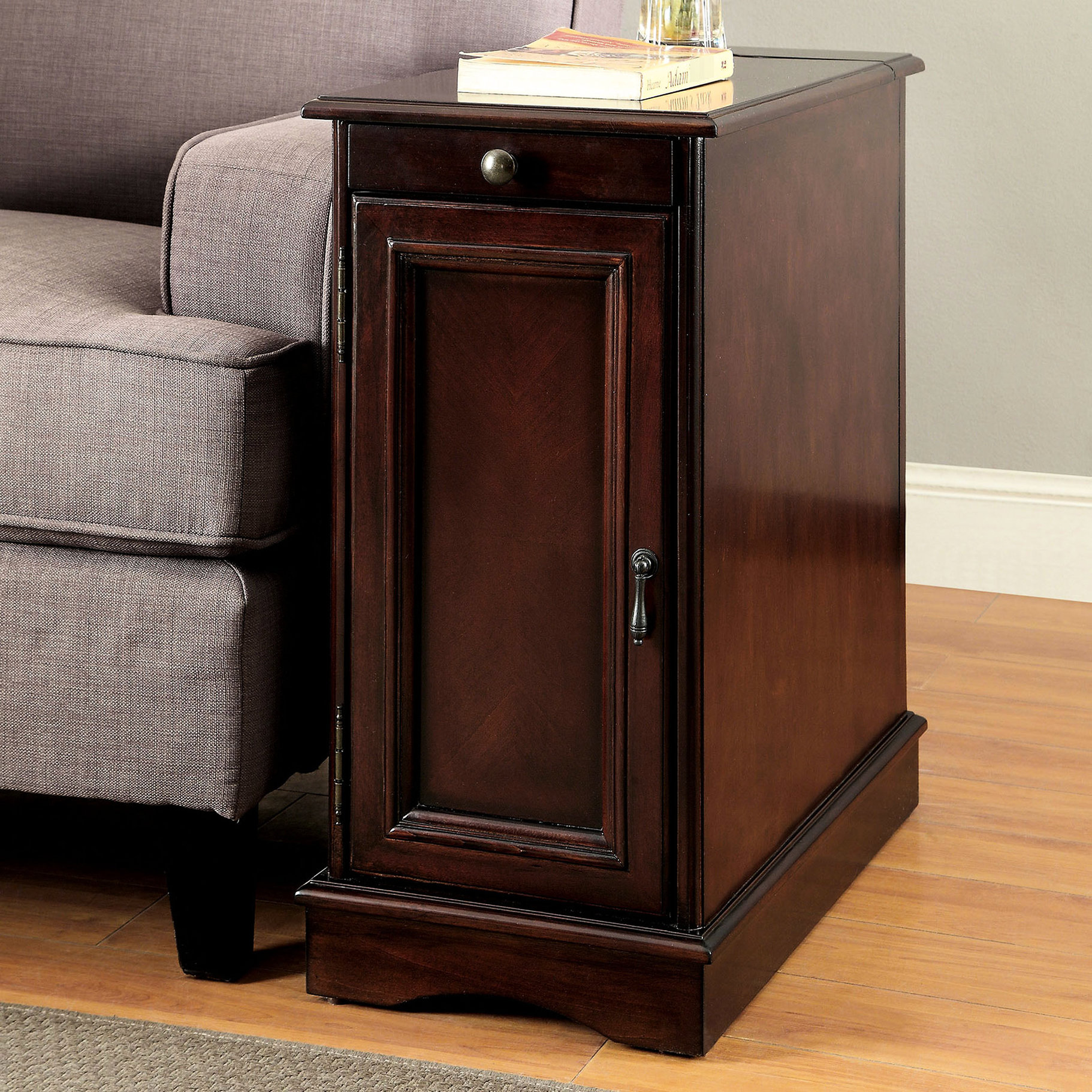Table With Built In Outlet Latitude Run® Transitional Side Table With Built In Outlet, Cherry ...