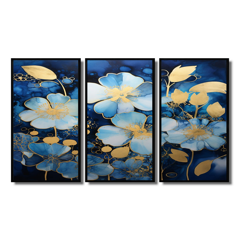 Boldberg - ensemble d'art mural coquelicot, Cadre flottant noir, H 32 po x l 48 po x P 1 po