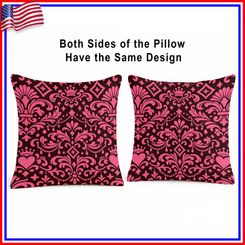 Pink Damask Pattern Double Sided Throw Pillows, 20 x 20 inches