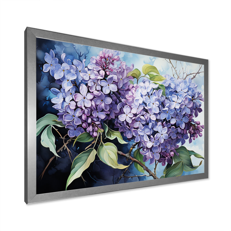 Lilas, minimalisme, rêve IV sur toile, Cadre simple argenté, H 16 po x l 32 po x P 1 po